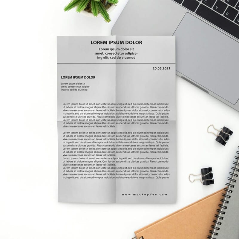 Free Folded Letter Mockup PSD Template