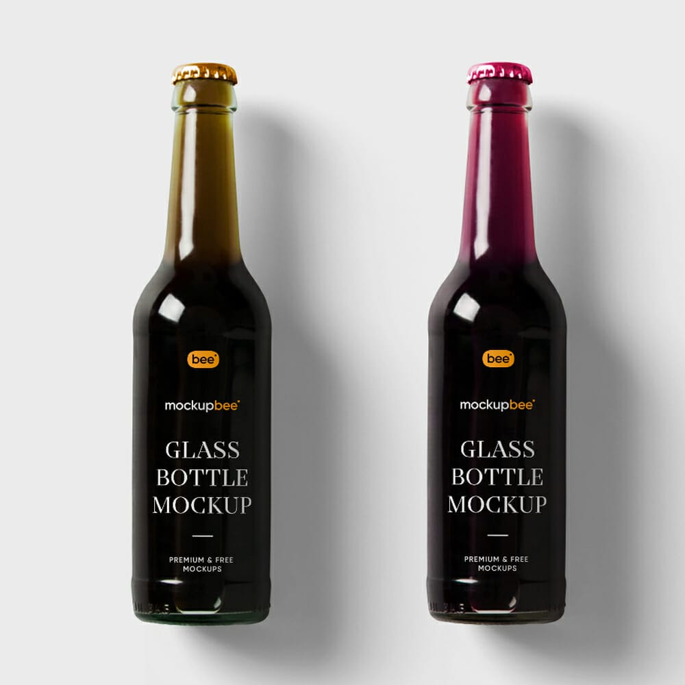 Free Glass Bottle Mockup