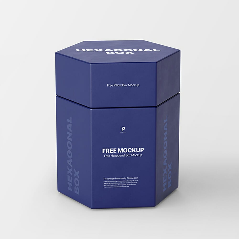 Free Hexagonal Box Mockup