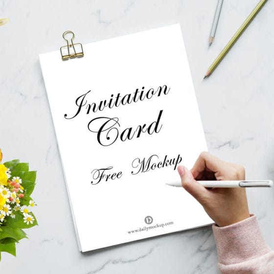 Free Invitation Card PSD Mockup