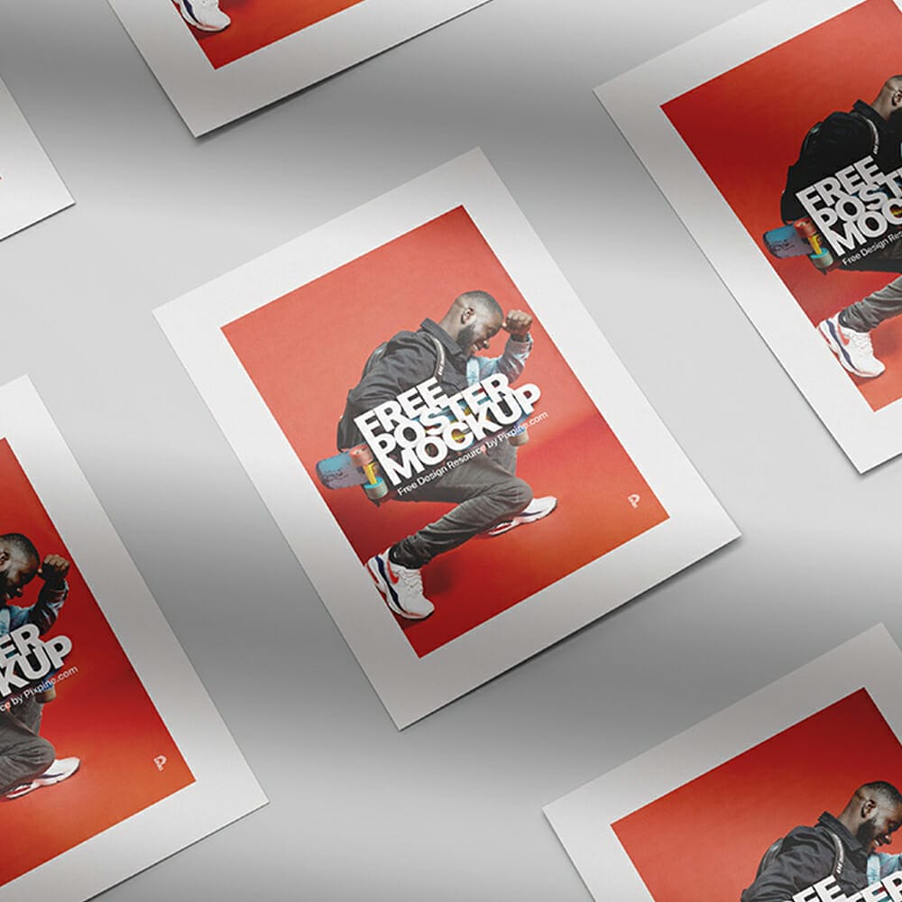 Free Isometric Poster Mockup