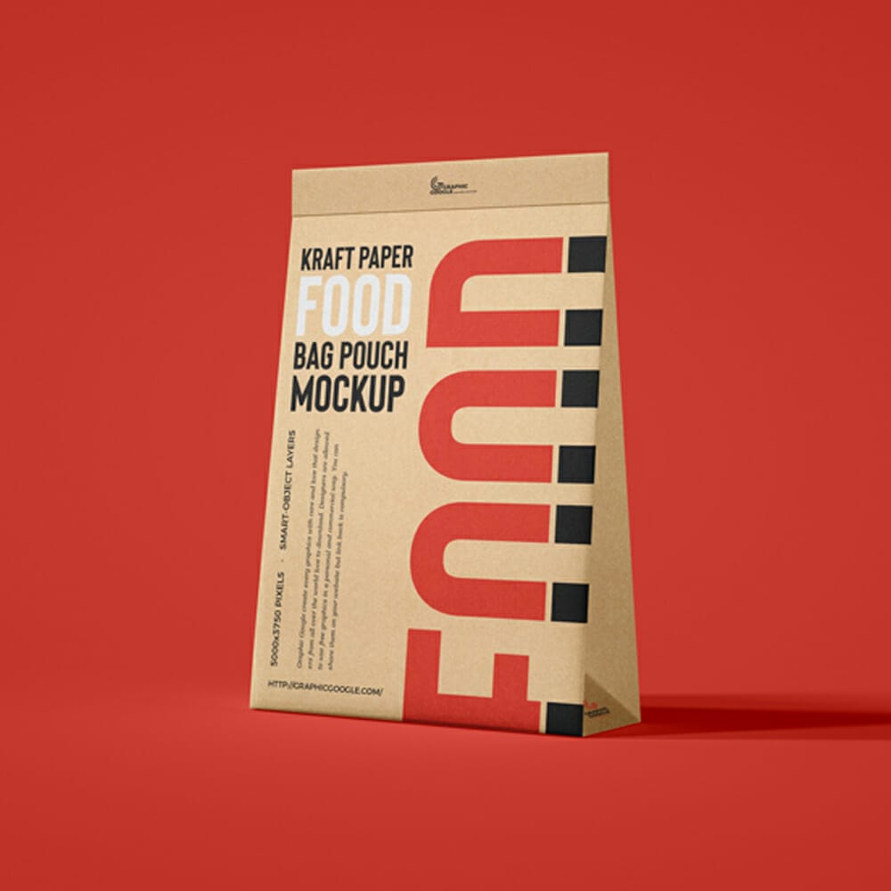 Free Kraft Paper Food Bag Pouch Mockup