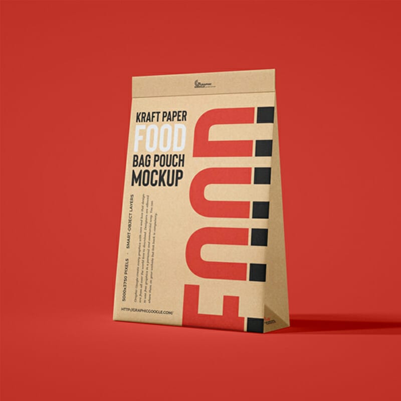 Free Kraft Paper Food Bag Pouch Mockup
