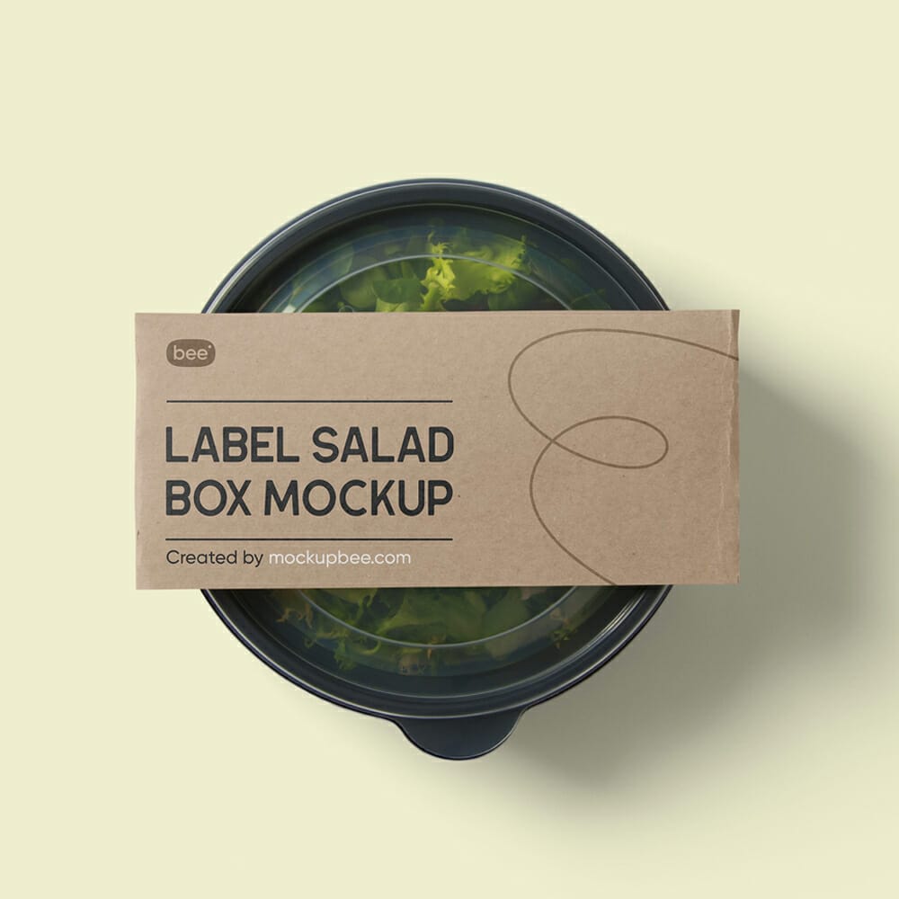 Free Label Salad Box Mockup