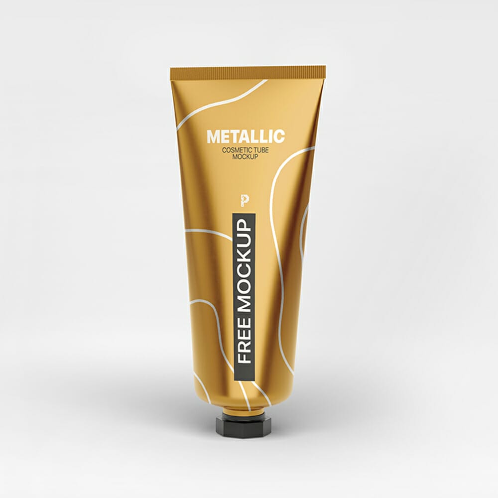 Free Metallic Cosmetic Tube Mockup