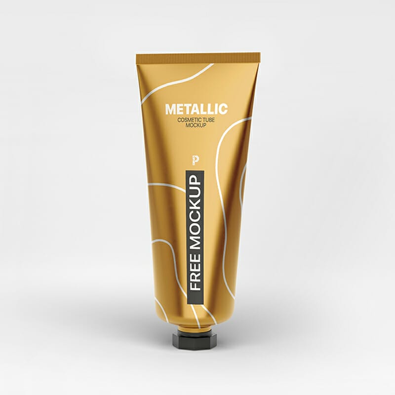 Free Metallic Cosmetic Tube Mockup