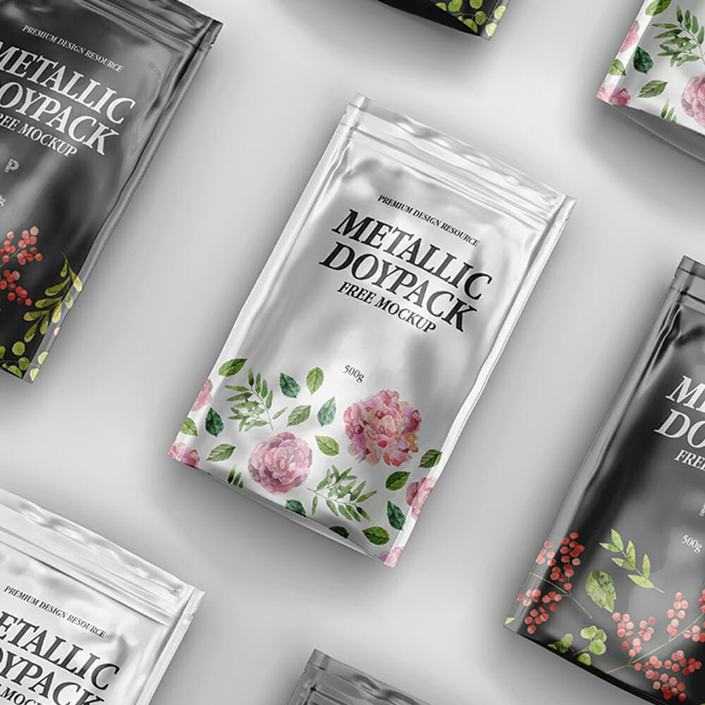 Free Metallic Doypack Mockup