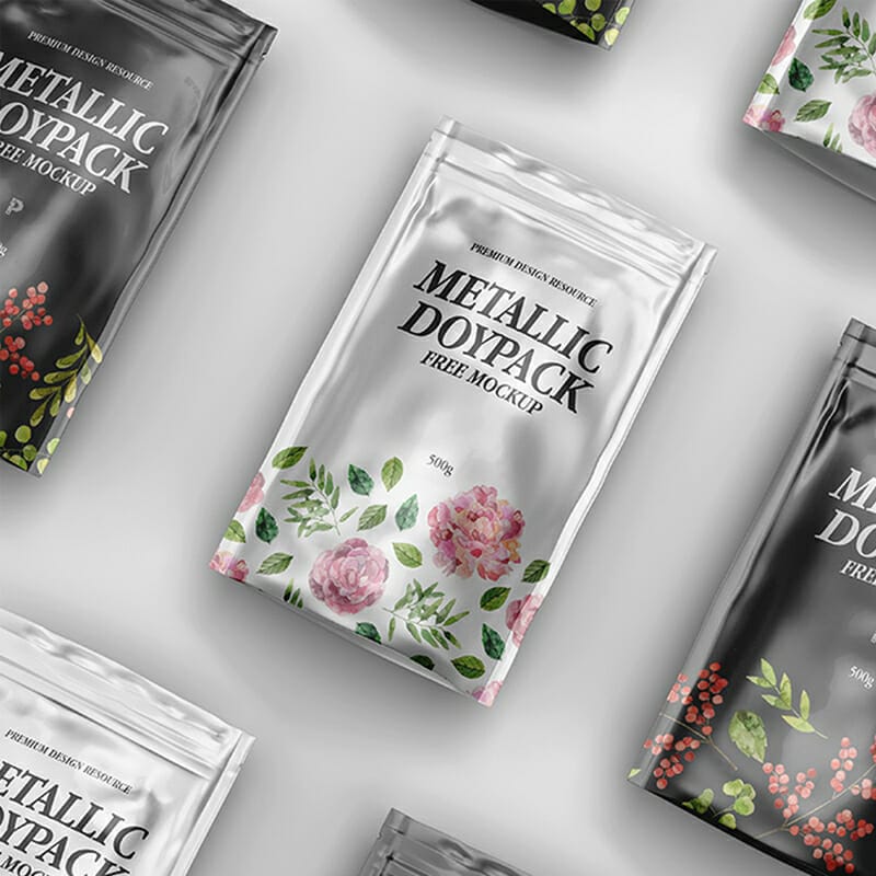 Free Metallic Doypack Mockup