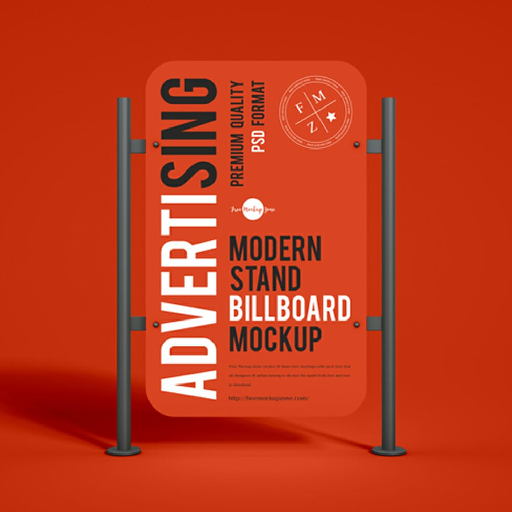Free Modern Advertising Stand Billboard Mockup