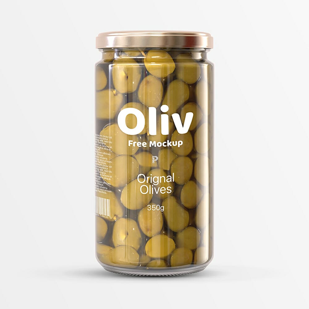 Free Olives Glass Jar Mockup