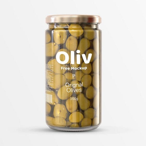Free Olives Glass Jar Mockup
