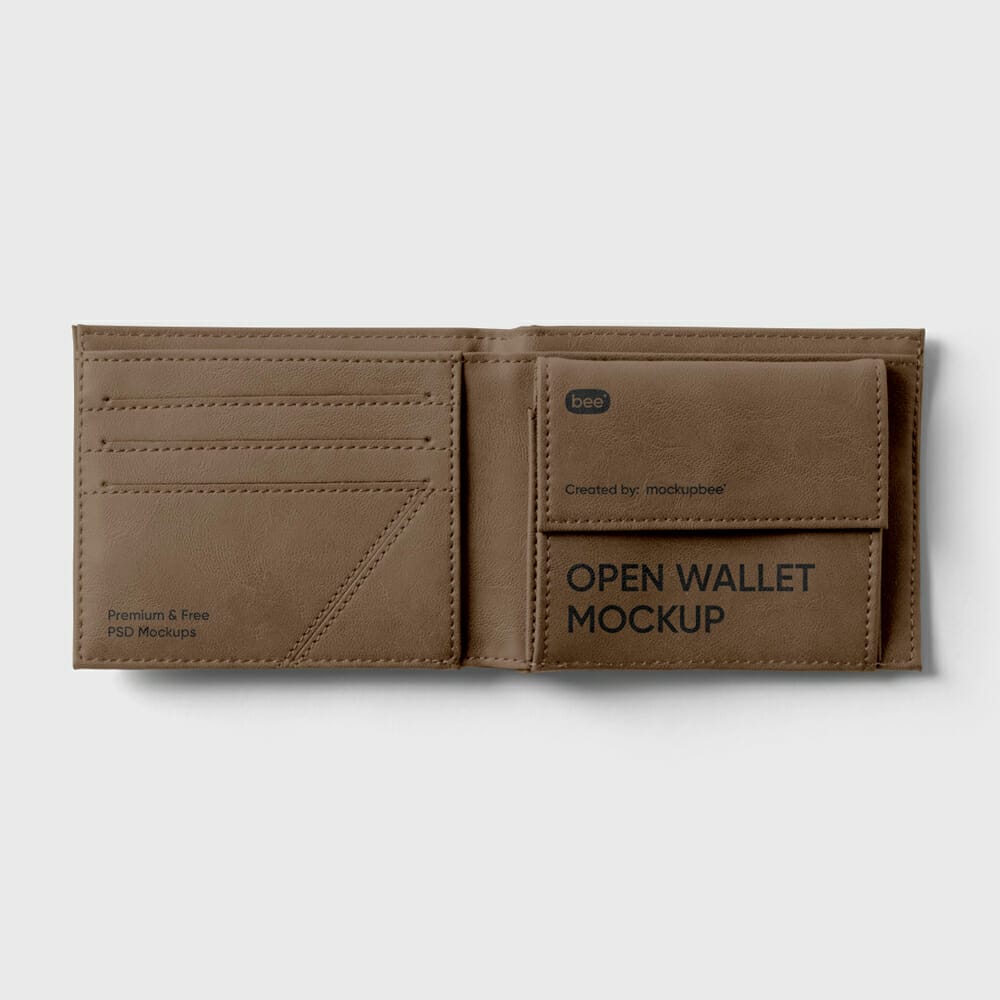 Free Open Wallet Mockup