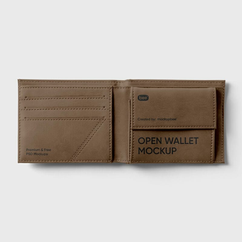 Free Open Wallet Mockup