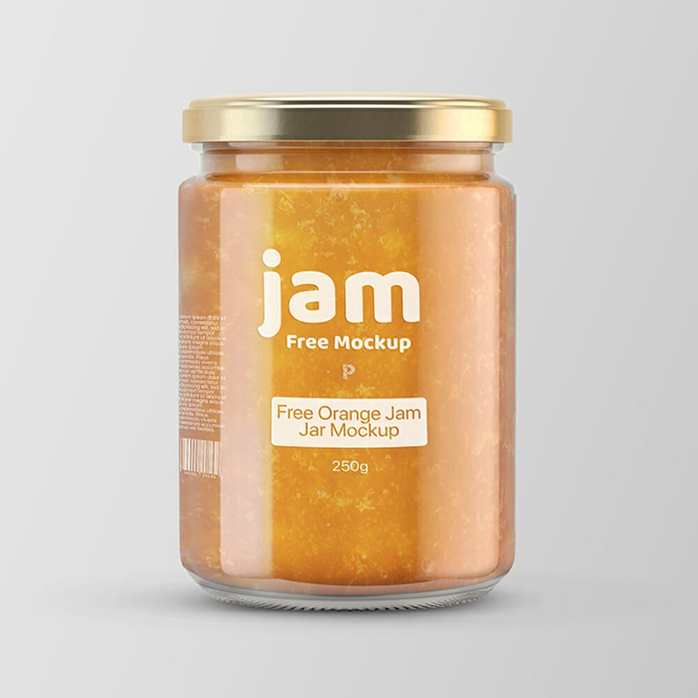 Free Orange Jam Jar Mockup
