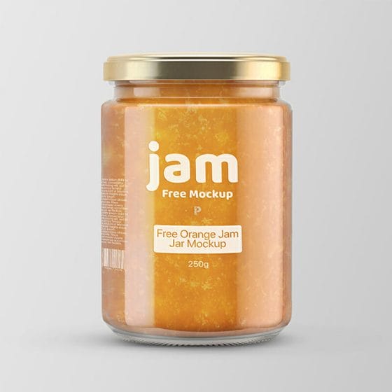 Free Orange Jam Jar Mockup