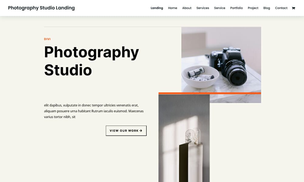 Free Photography Studio Layout Pack For Divi