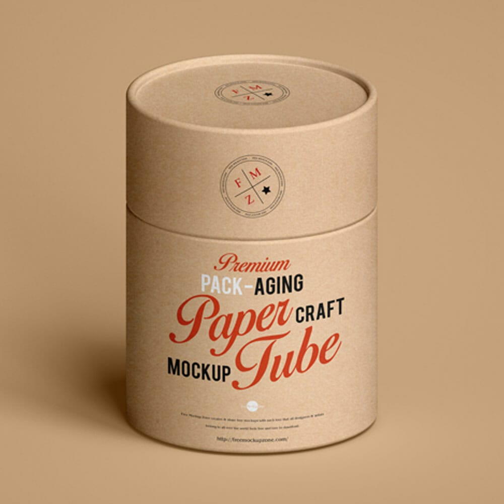 Free Premium Packaging Craft Paper Tube Mockup