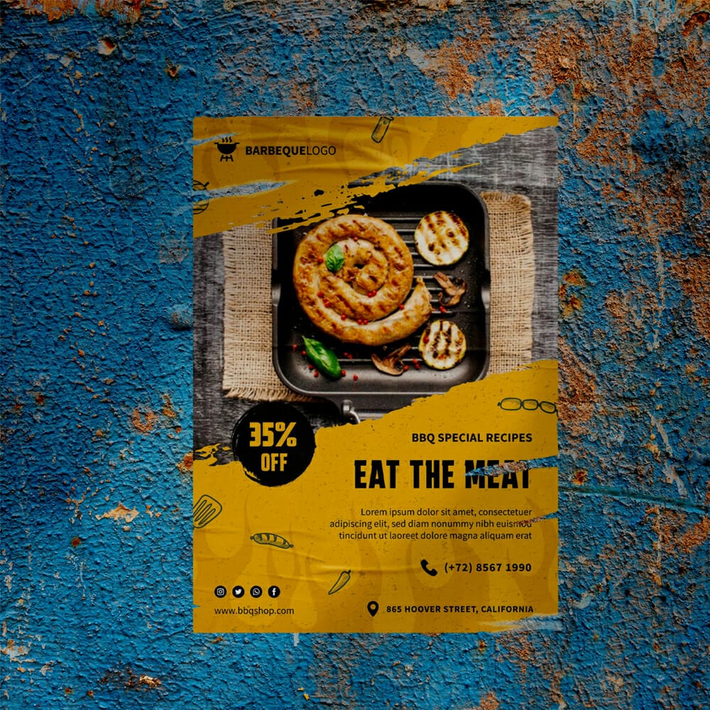 Free Ripped Poster Mockup PSD Template