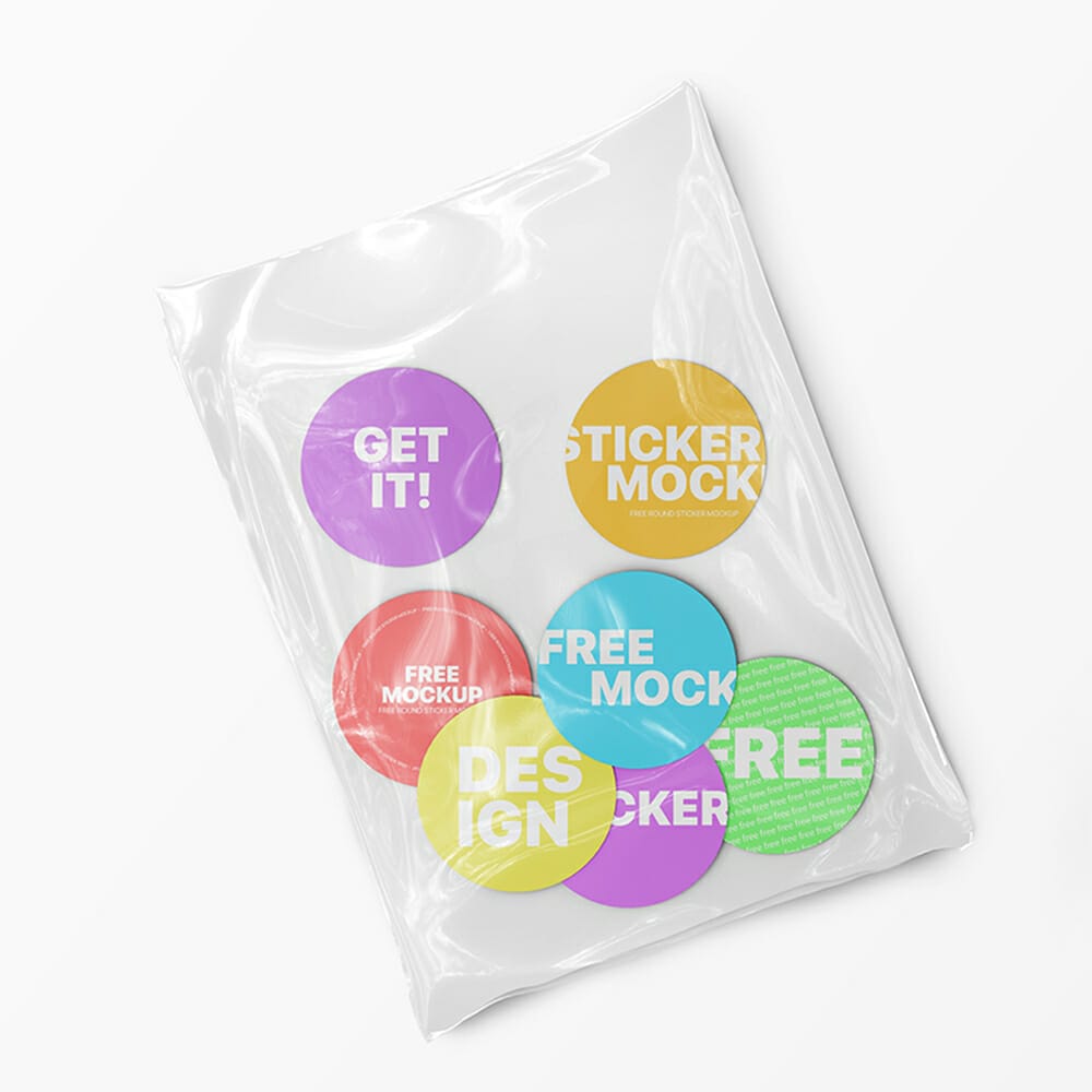 Free Round Stickers Mockup