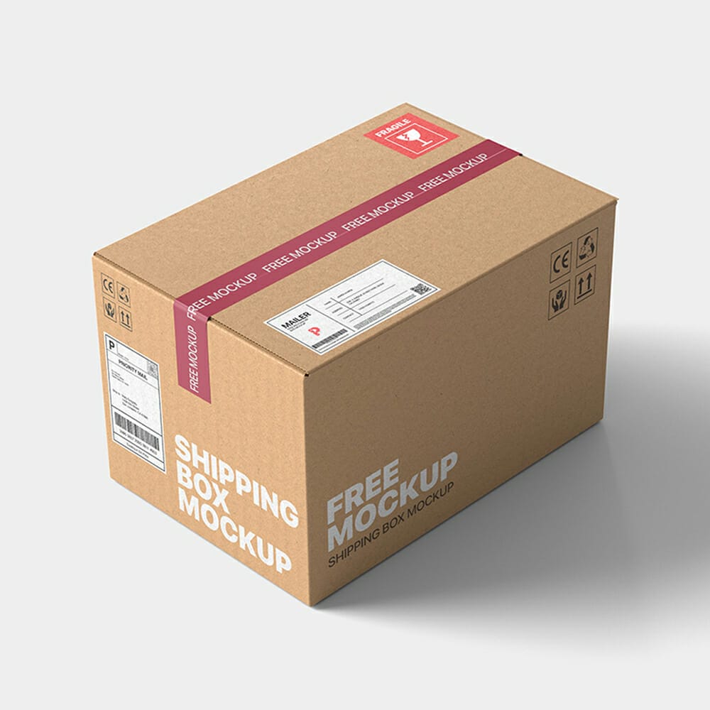 Free Shipping Box Mockup