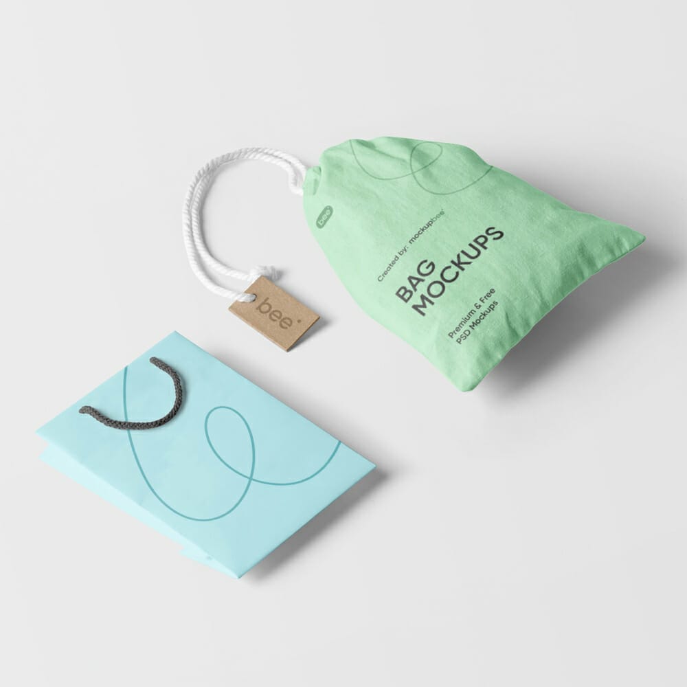 Free Shopping And Canvas Bag Mockup