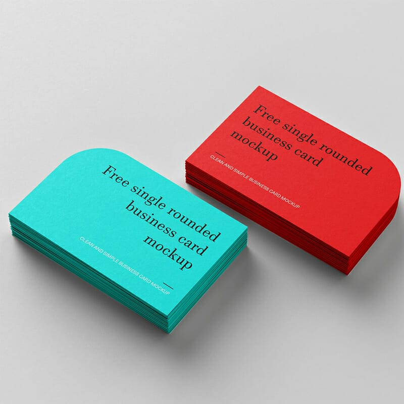 Free Single Rounded Business Cards Mockup