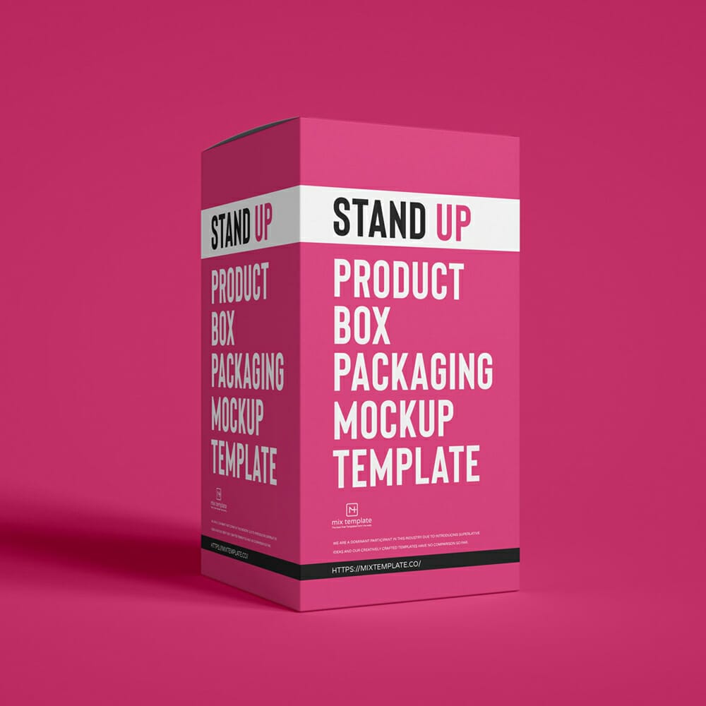 Free Stand Up Product Box Packaging Mockup Template