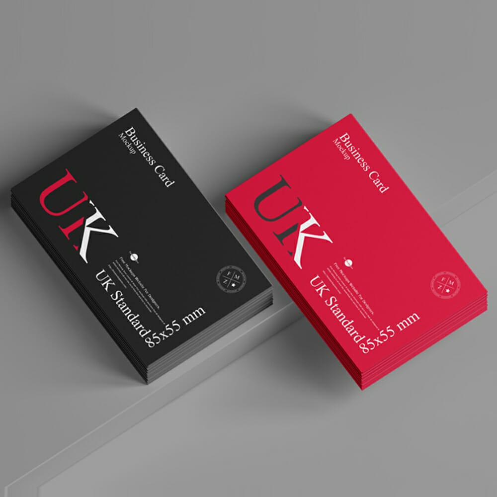 Free UK Standard 85×55 mm Business Card Mockup