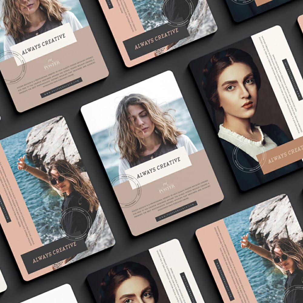 Grid A3 Round Corner Paper Poster Mockup