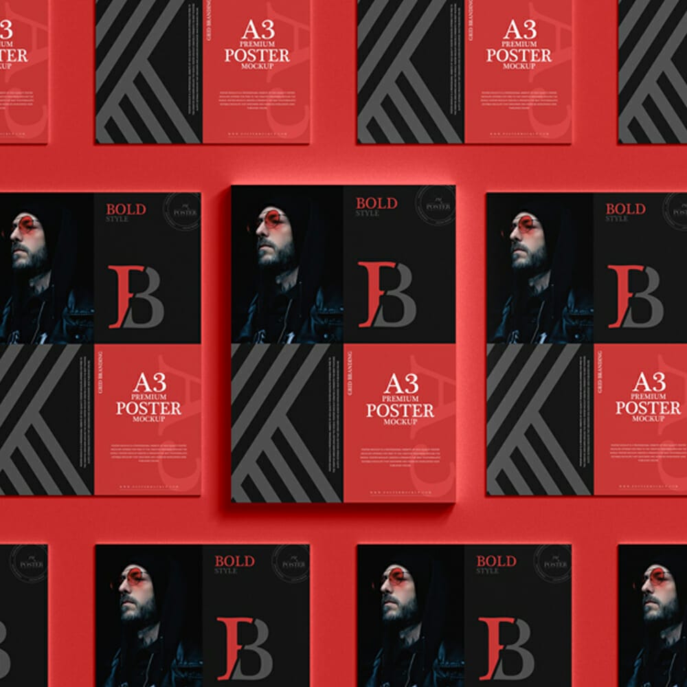Grid Branding A3 Premium Poster Mockup