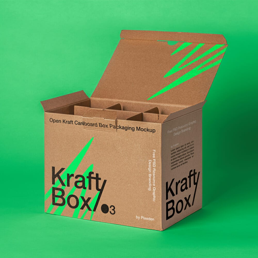 Kraft PSD Cardboard Box Mockup Set