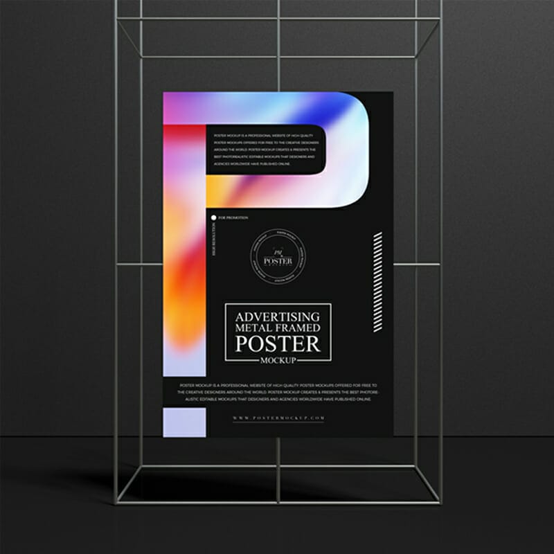 Metal Framed Advertising Poster Mockup