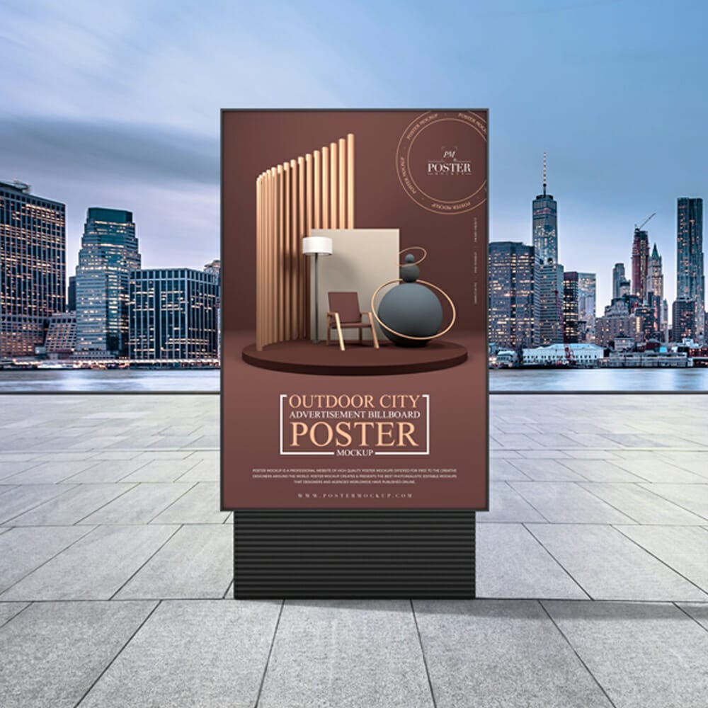 Outdoor City Advertising Billboard Poster Mockup
