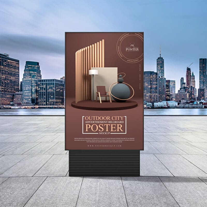 Outdoor City Advertising Billboard Poster Mockup