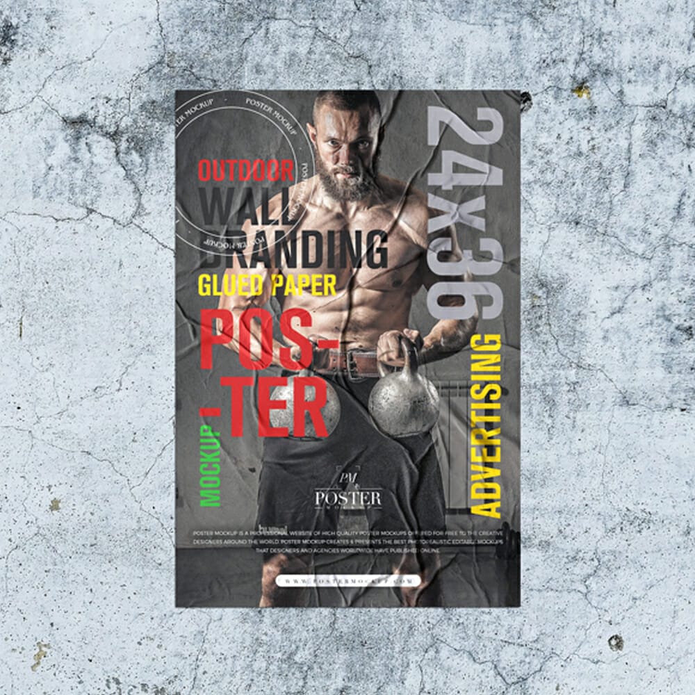 Outdoor Wall Branding 24×36 Glued Paper Poster Mockup