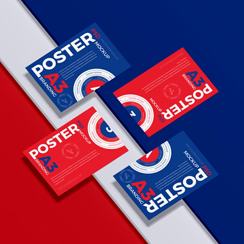 PSD A3 Premium Branding Poster Mockup