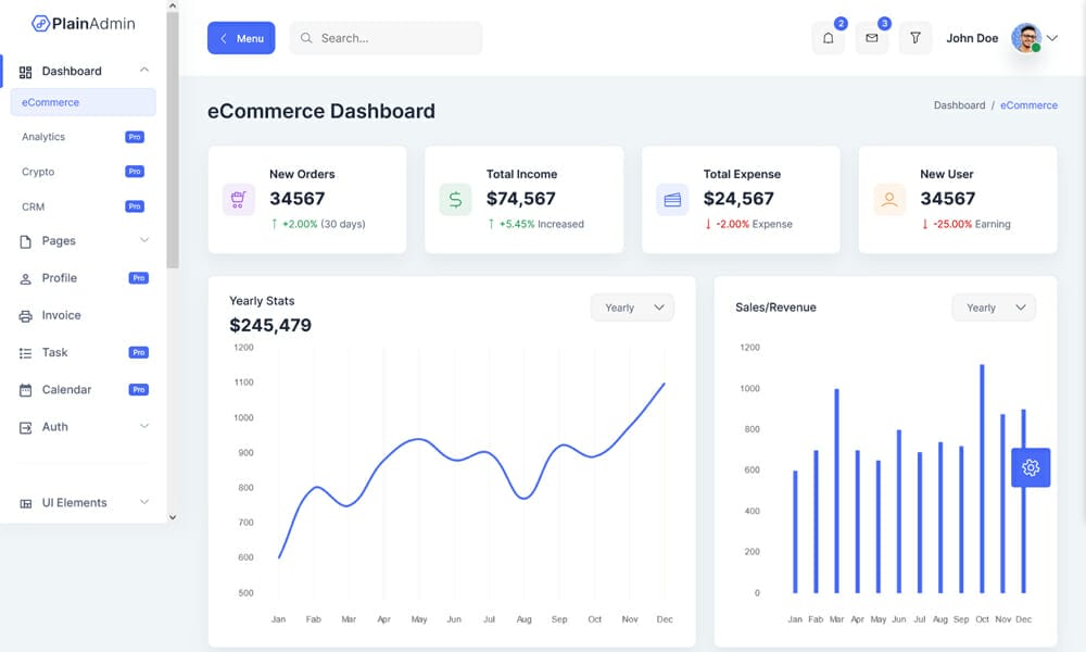 PlainAdmin - Free Bootstrap 5 Dashboard Template
