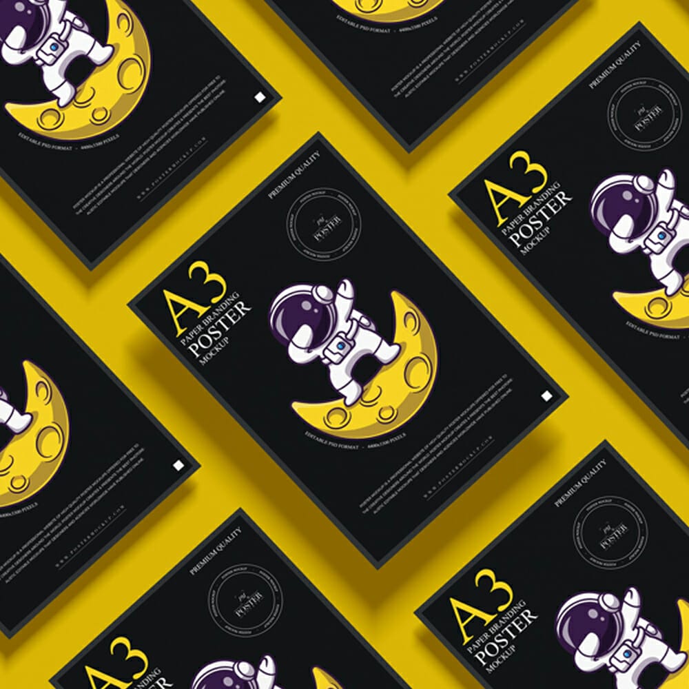 Premium A3 Paper Branding Poster Mockup