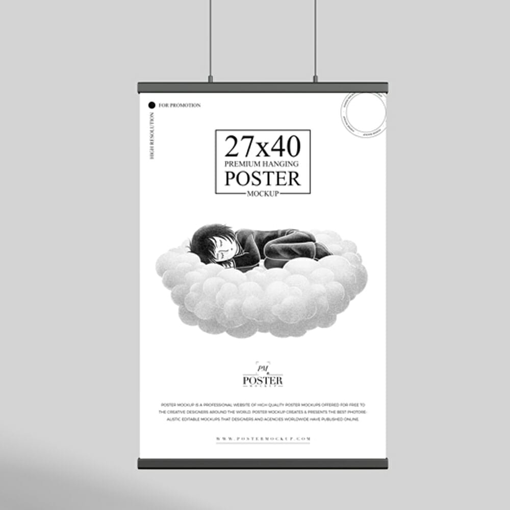 Premium 27×40 Hanging Poster Mockup