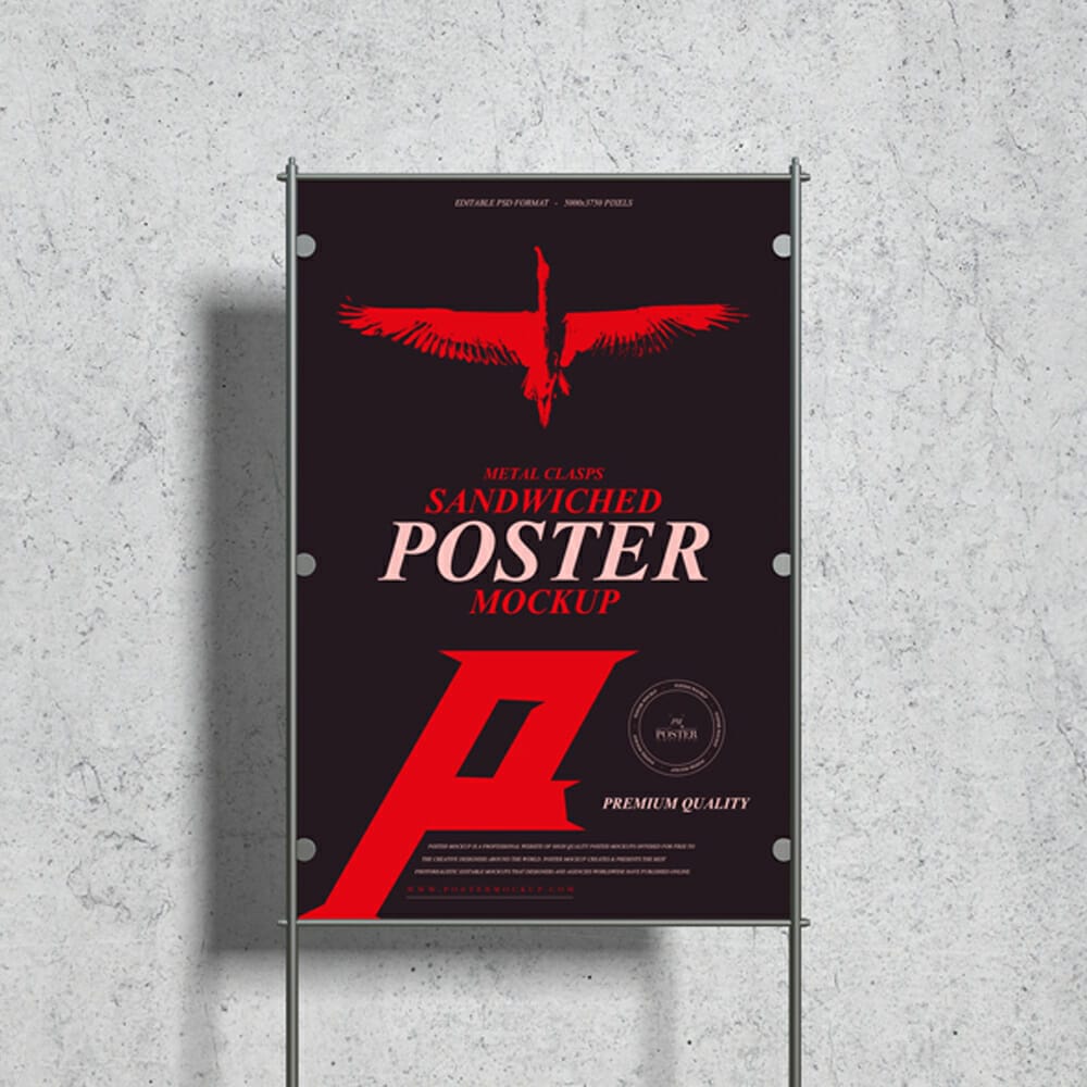 Sandwiched Metal Clasps 24×36 Poster Mockup