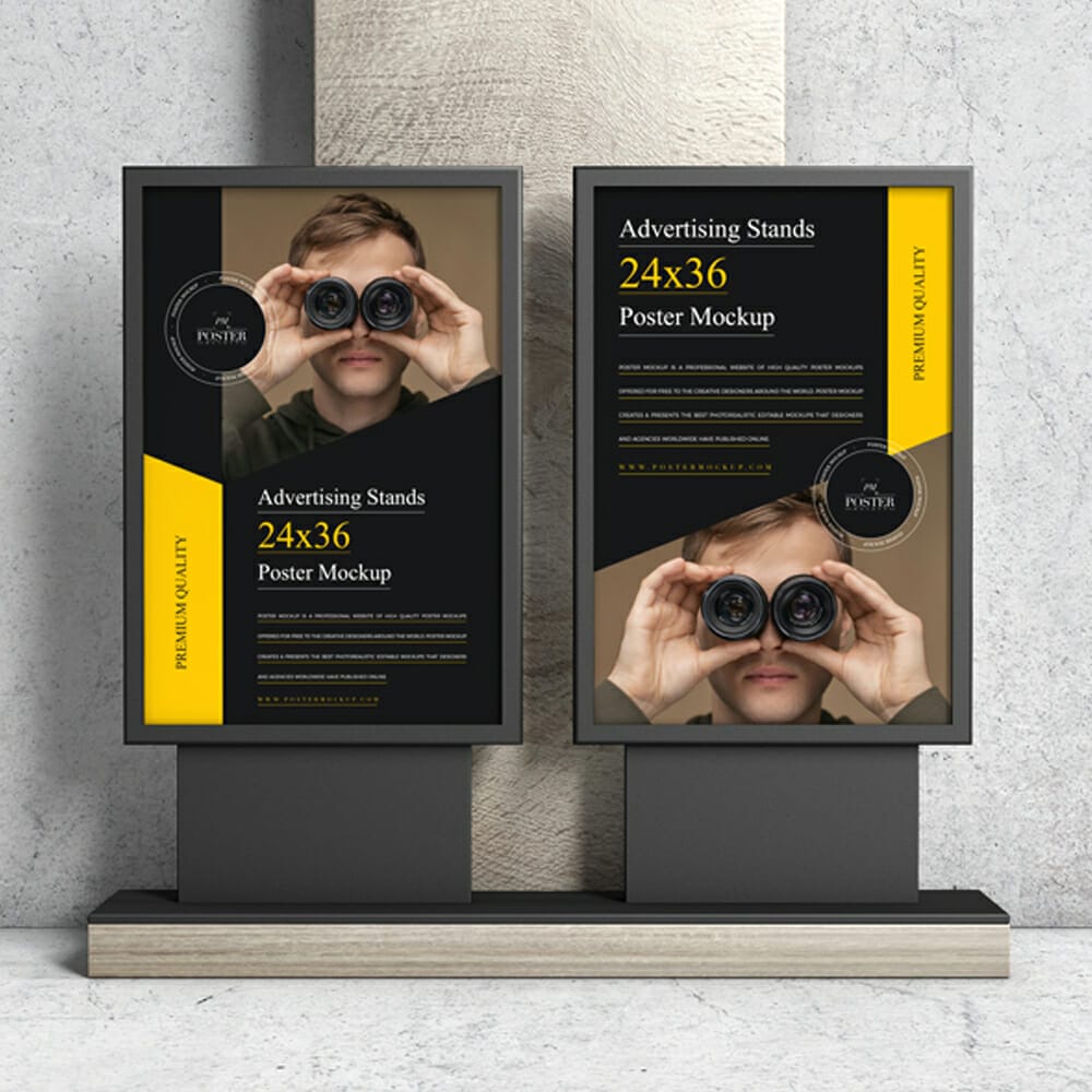Two Advertising Stands 24×36 Poster Mockup