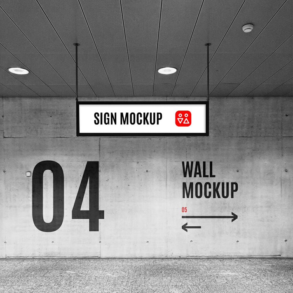 Wayfinding Sign & Wall Mockup