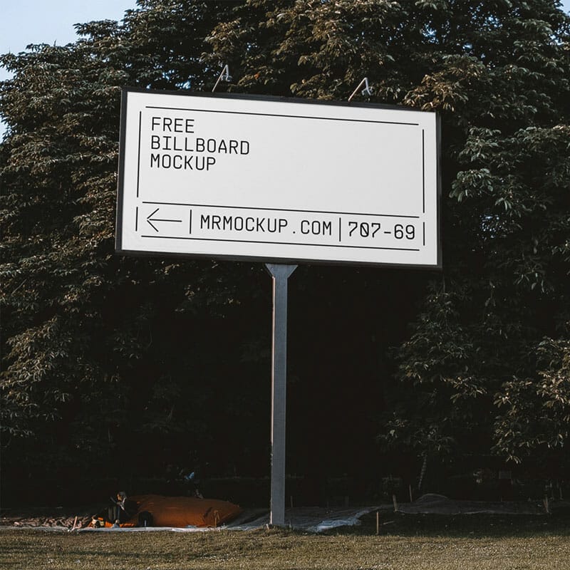 Billboard In Park Mockup