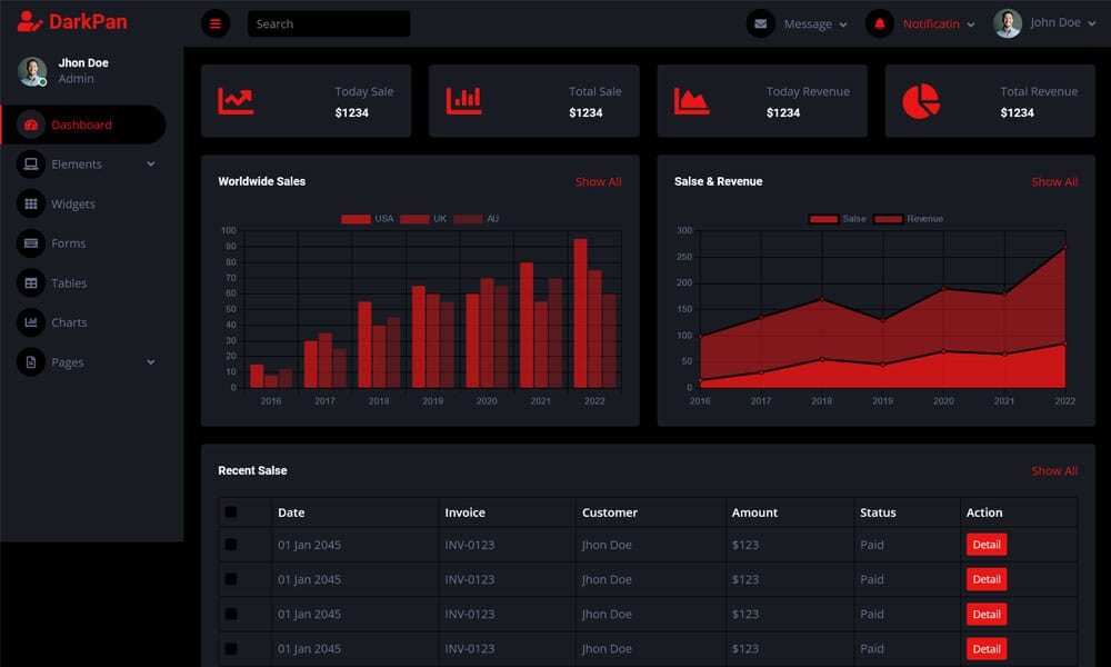 DarkPan - Free Bootstrap 5 Admin Dashboard Template