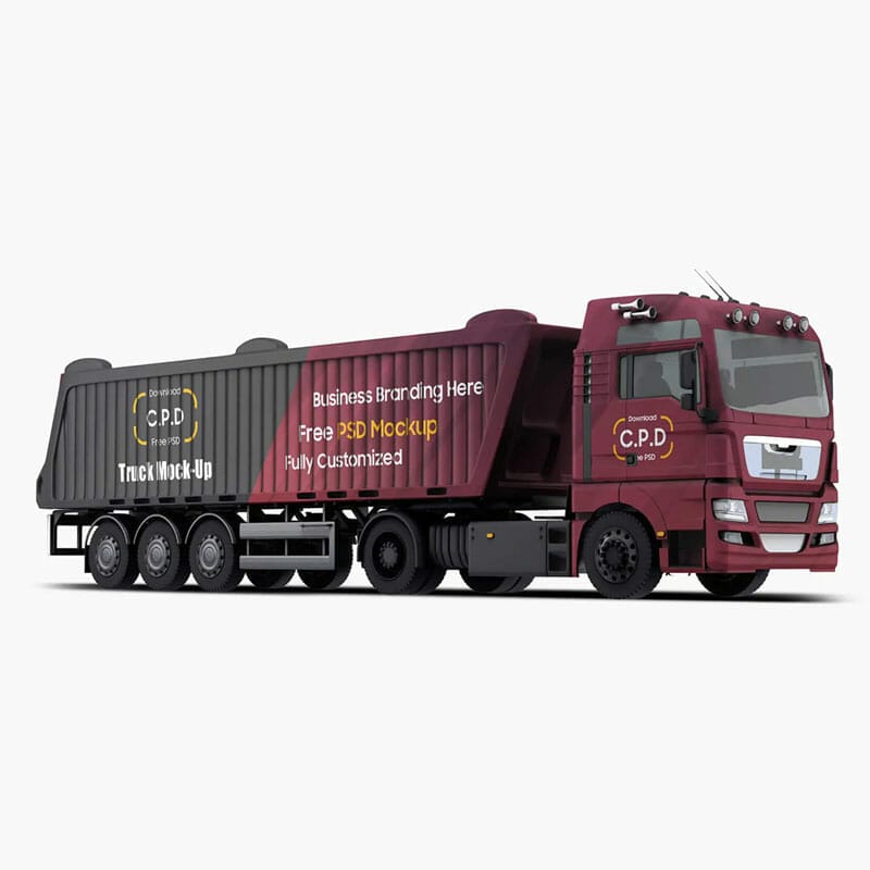 Dump Truck Mockup Free PSD