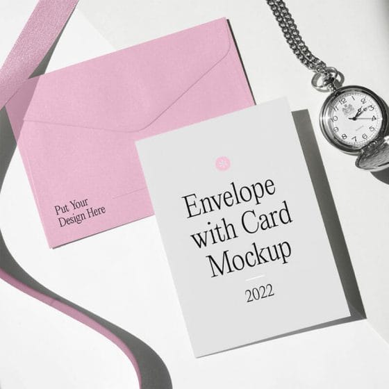 Envelope With Card Mockup