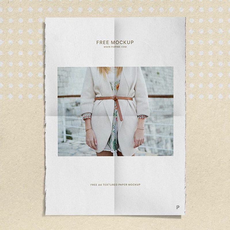 Free A4 Folded Paper Mockup