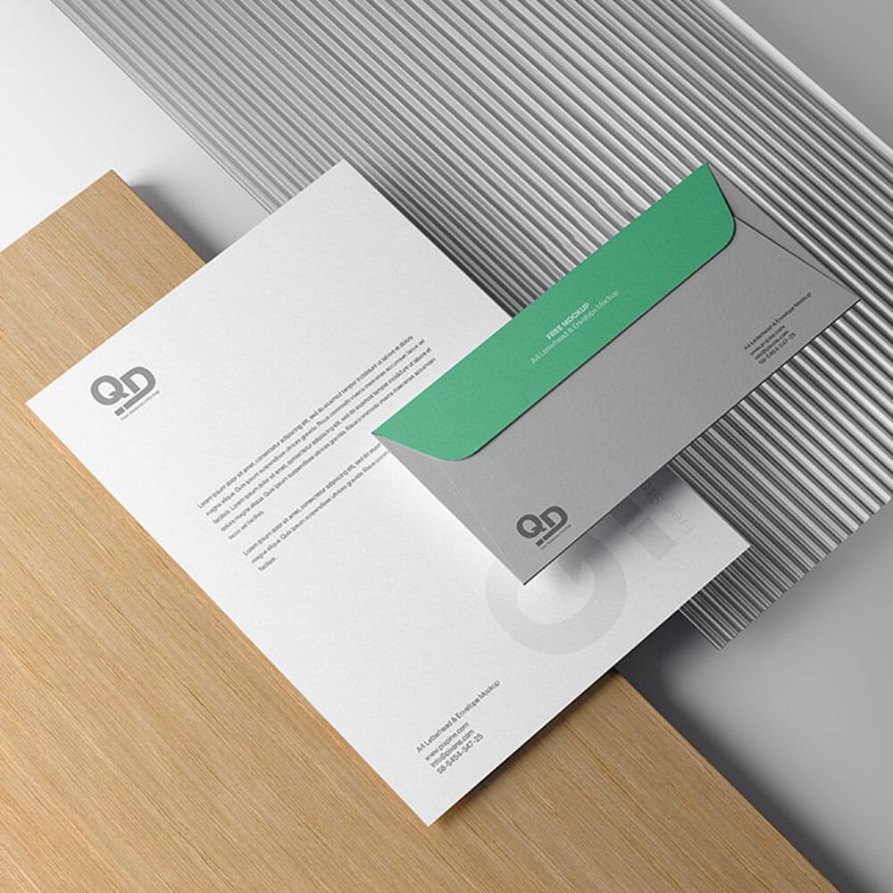 Free A4 Letterhead And Envelope Mockup