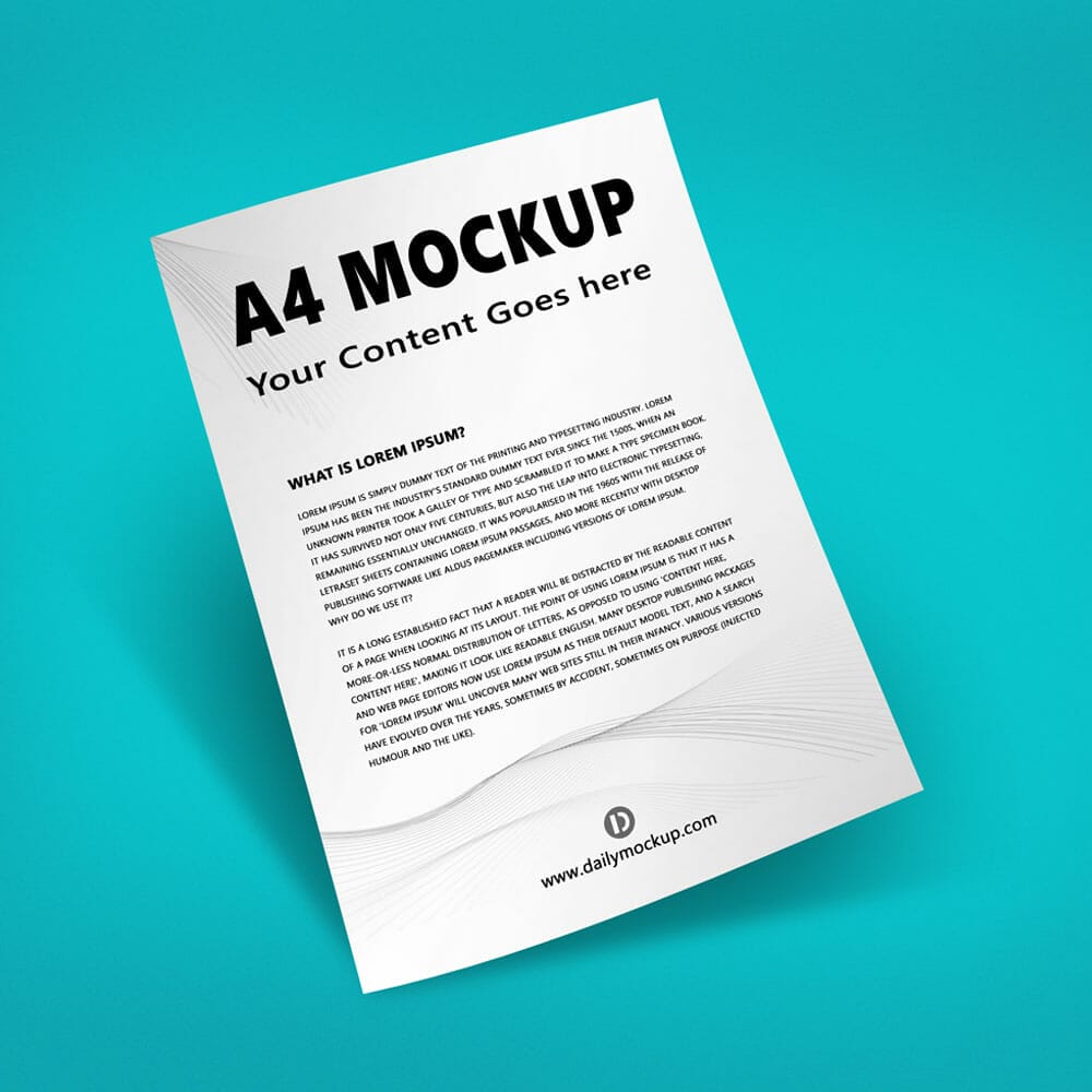 Free A4 Mockup PSD