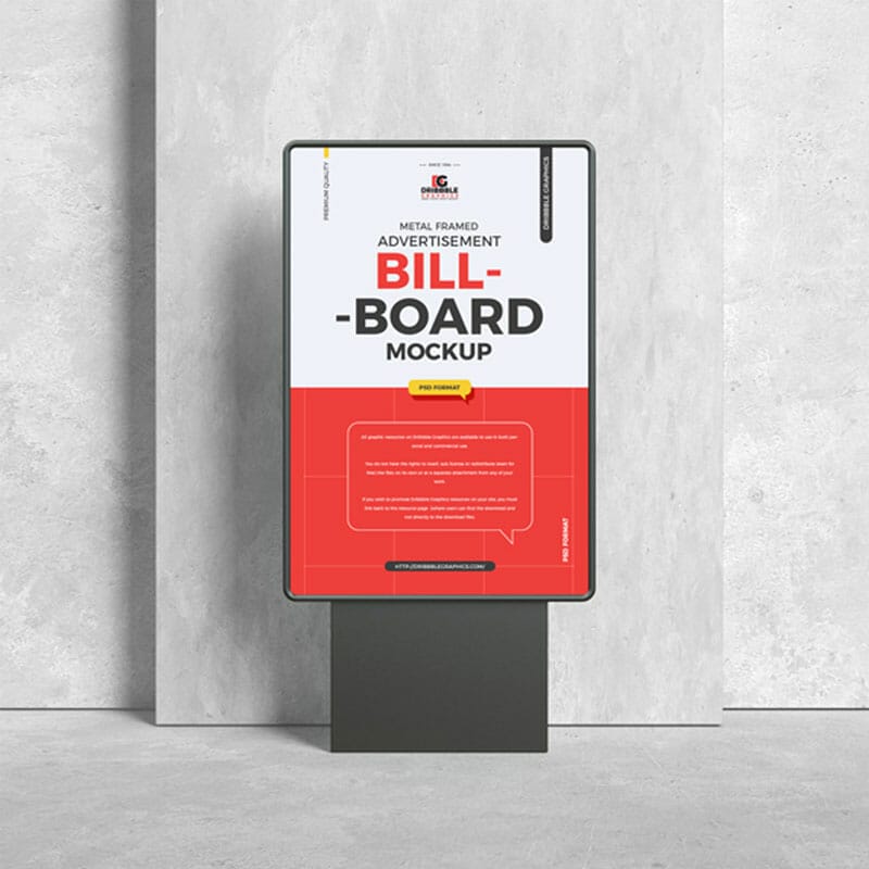 Free Advertisement Metal Framed Billboard Mockup